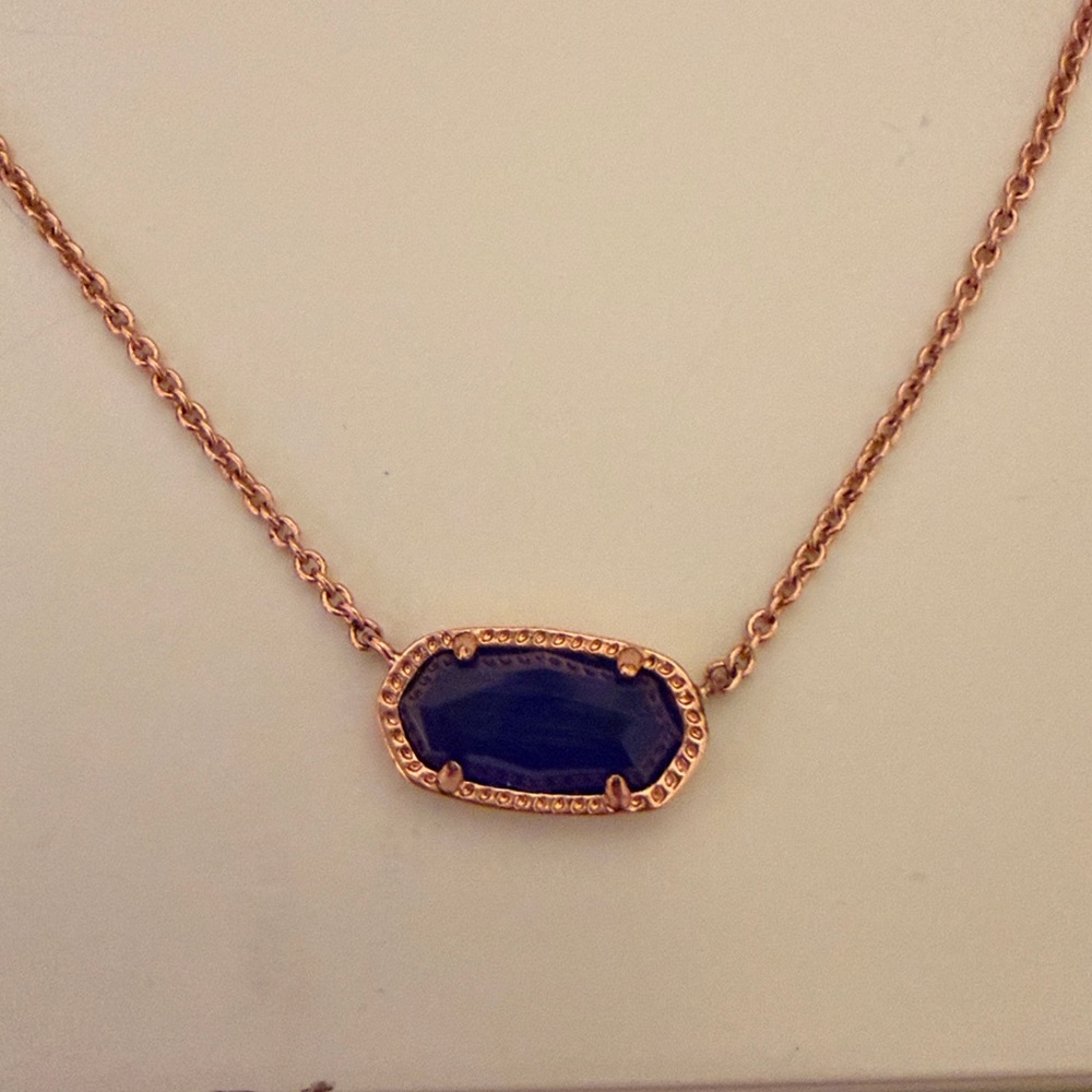 Kendra Scott Rose Gold Blue Necklace